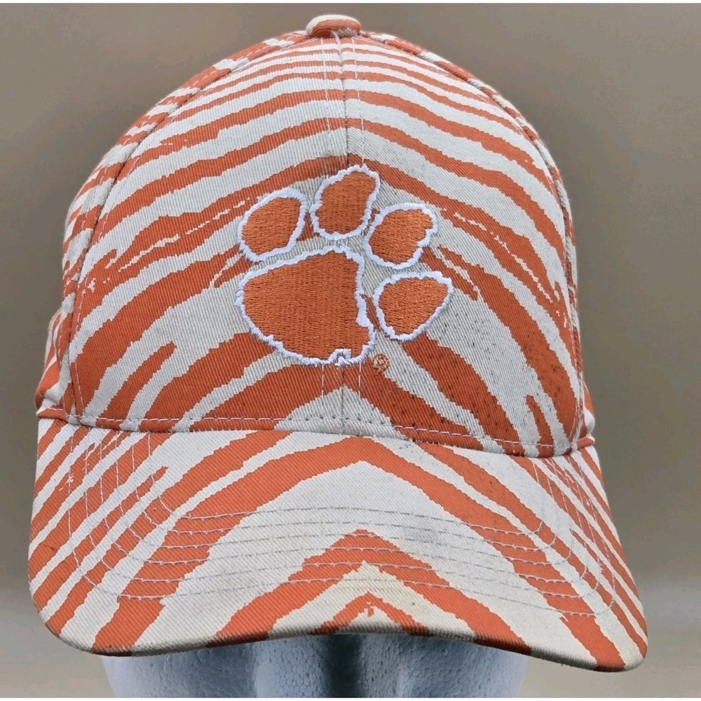 Vintage Clemson Tigers Zubaz Snapback Tiger Stripes Hat Cap NCAA Orange White